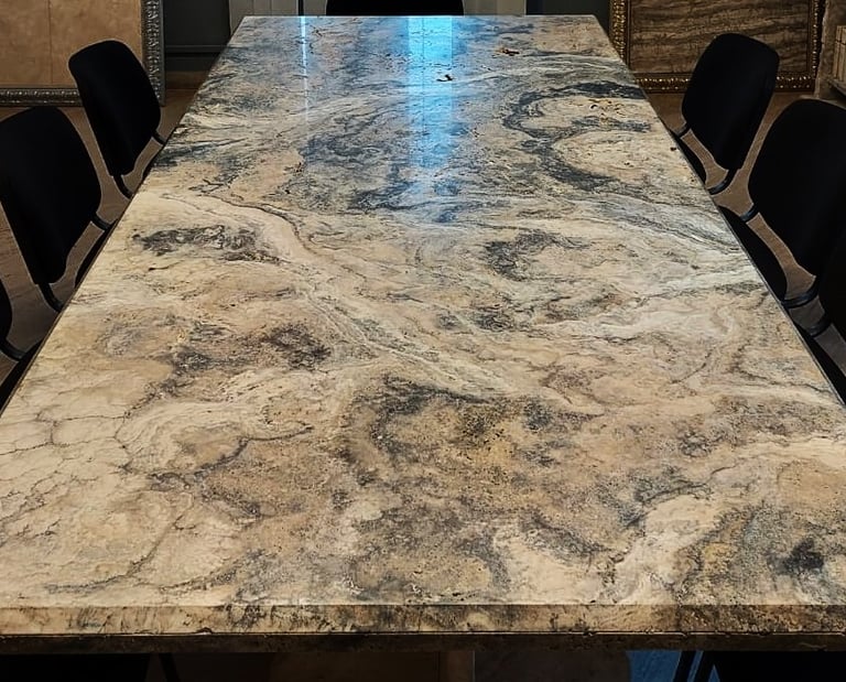 dark travertine countertop