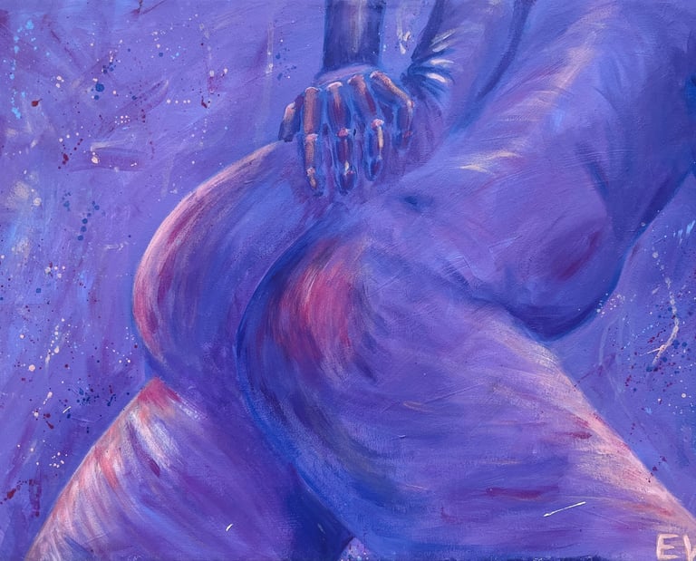 naked woman painting in violet