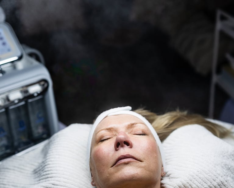 une femme allongée en train de recevoir un soin anti-âge Hydra Lift