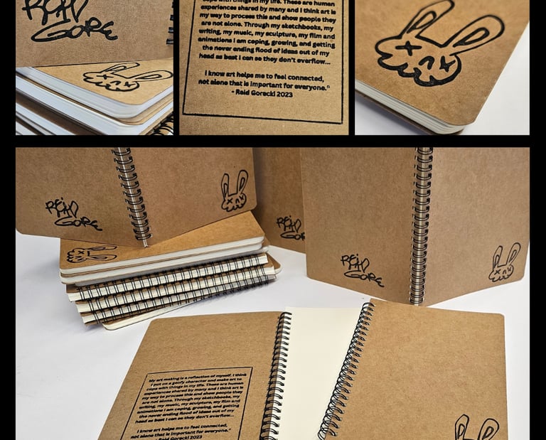 Reid Gore custom block printed sketchbooks