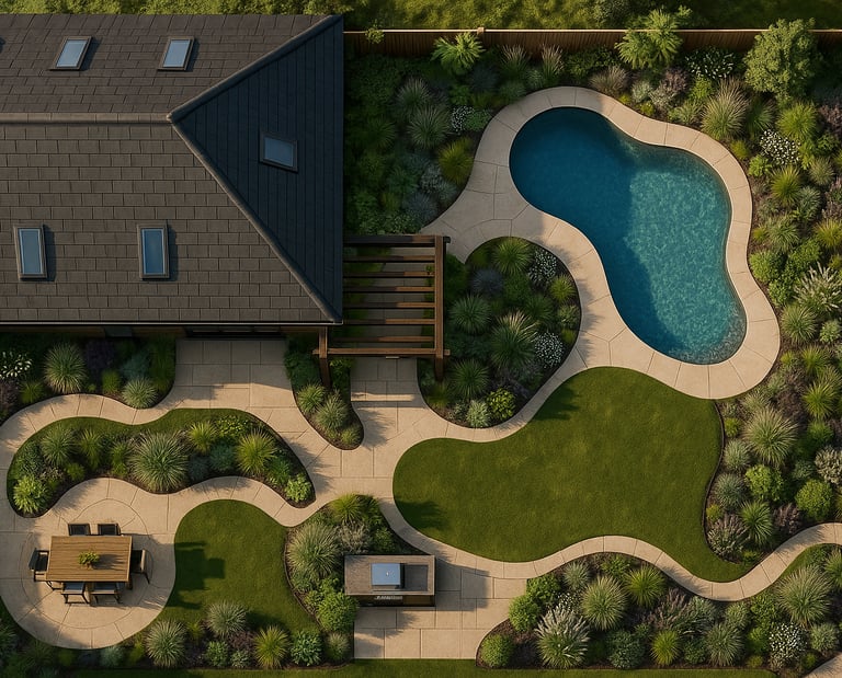 a house with a pool and a large lawn | Nour Nagy Designs