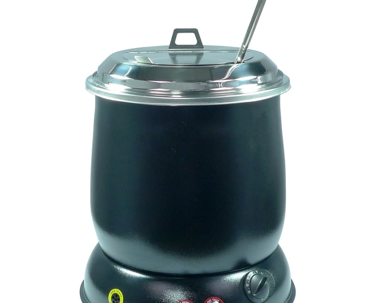 10 Litre siyah çorba ısıtıcısı ve paslanmaz çelik servis tenceresi