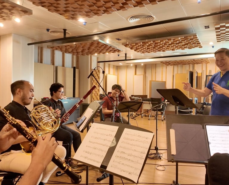 A recording session with Sawasdee Woodwind Quintet