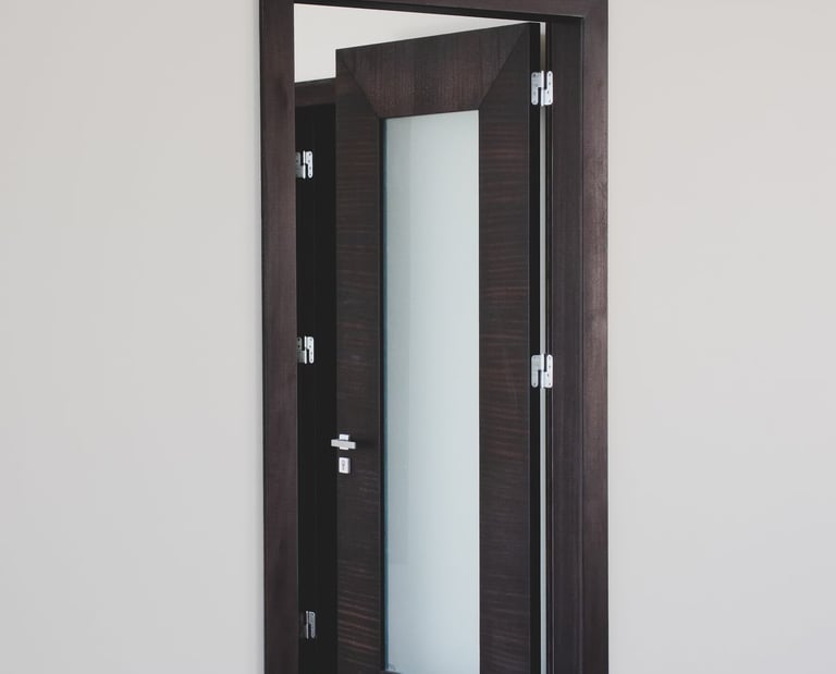 a door with a glass door and a door with a glass door