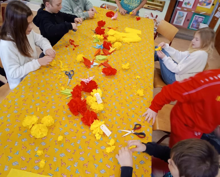 activité manuelle pour une classe d'élèves relevant de l'enseignement de type 1