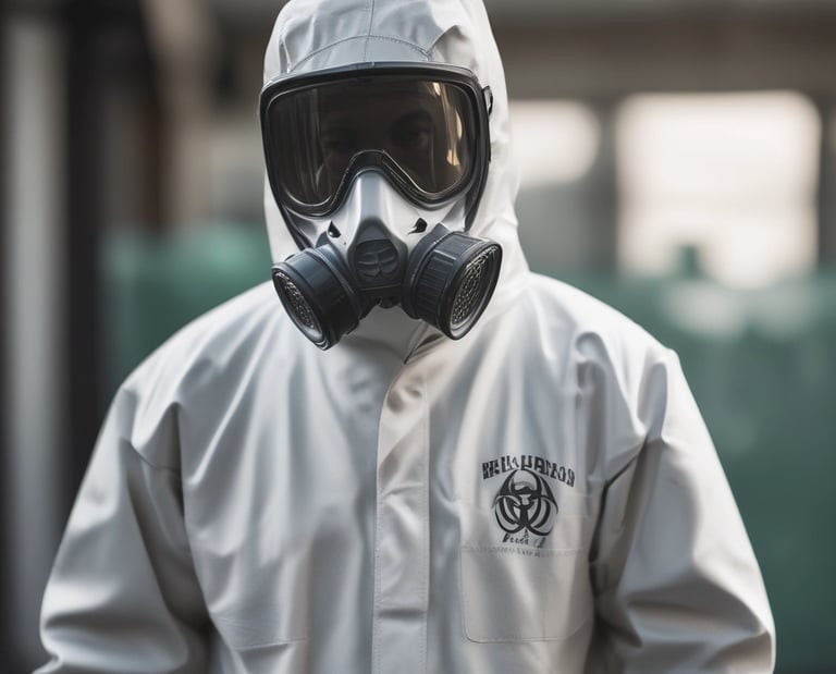 woman in personal protective equipment wearing white face mask