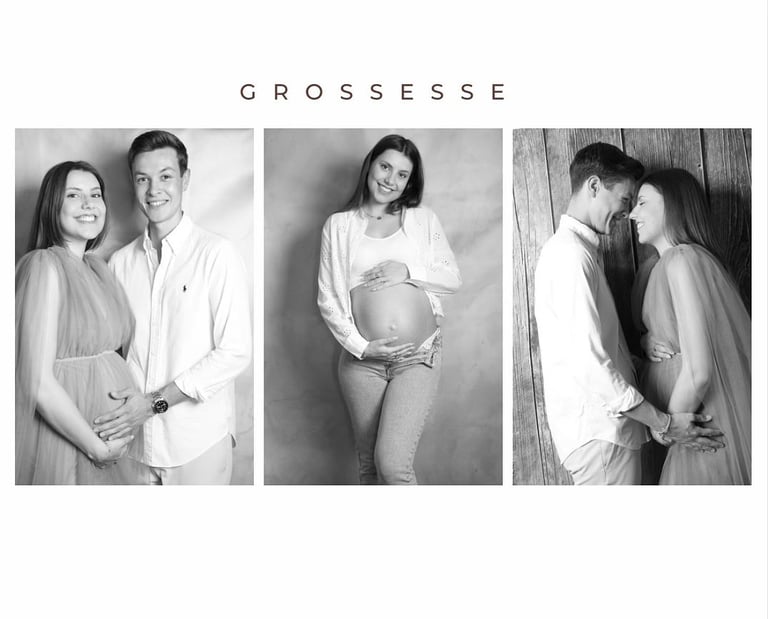 Femme enceinte posant, mettant en valeur son ventre rond lors d'une séance photo grossesse