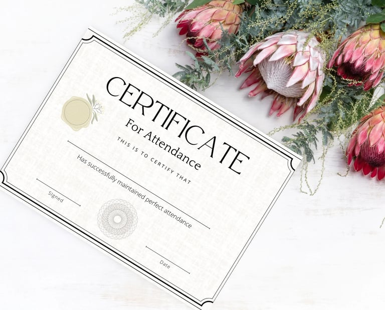 Custom printed Certificates of Attendance