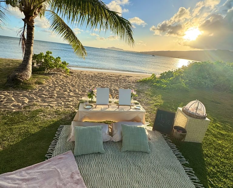 Hawaii proposal, luxury beach picnic