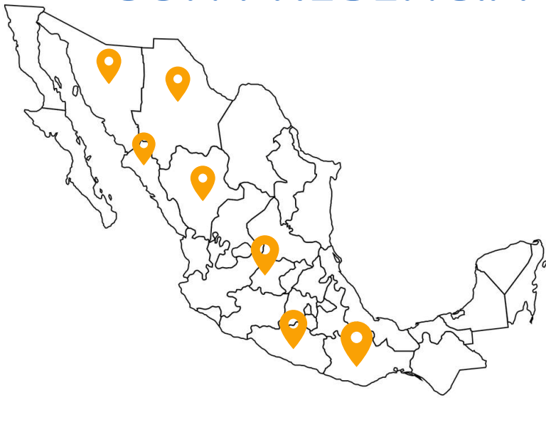 a map of mexico with pins marked in the location of the location of the location