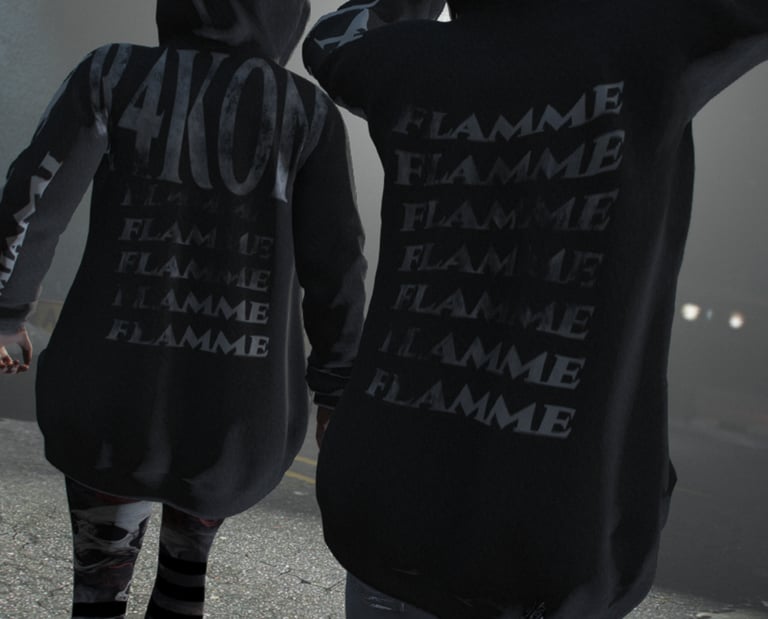 a couple of people walking down a street