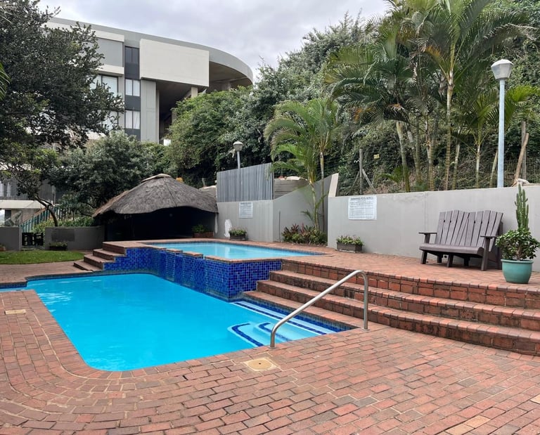 The complex swimming pool available at Umdloti self catering holiday studio