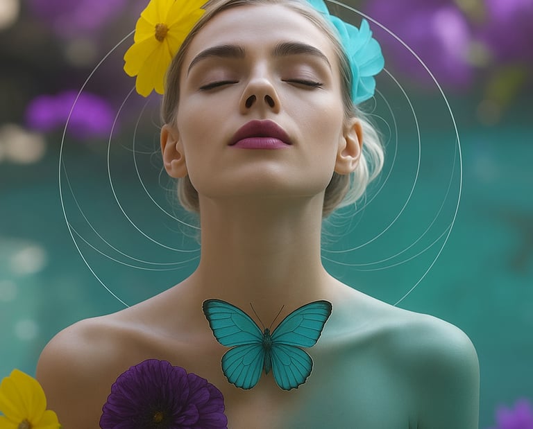 a woman with a butterfly tattoo on her chest