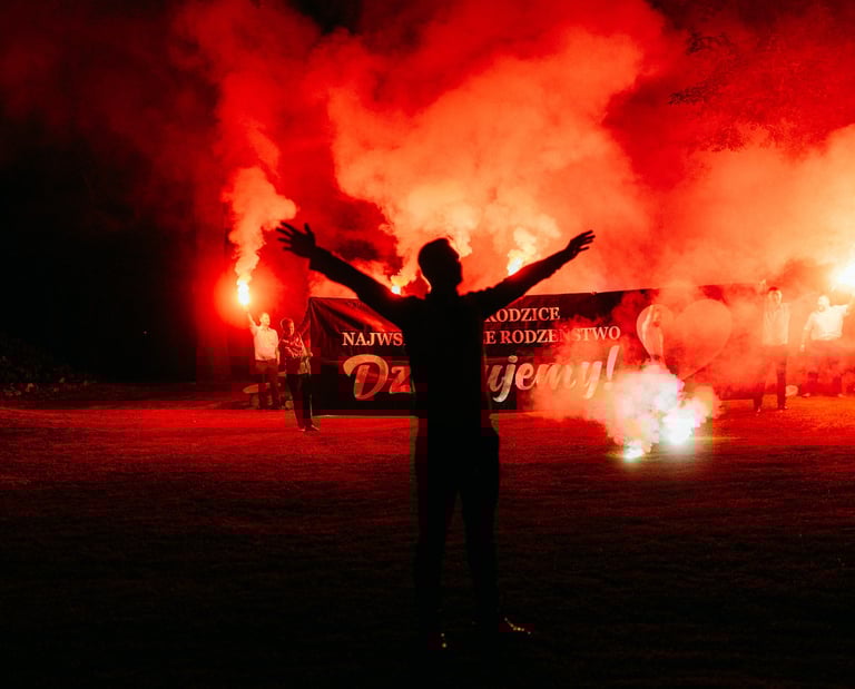 baner podziękowania na wesele pirotechnika ślub