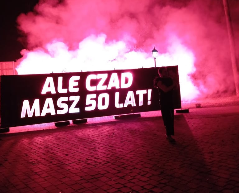 kreatywny prezent na 50 urodziny dla mamy ale czad baner pirotechniczny