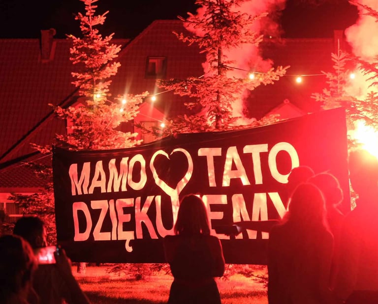 baner mamo tato dziękujemy podziękowania dla rodziców podświetlany napis