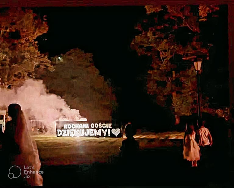 podziękowania dla gości z pirobanerem podświetlany napis na ślub