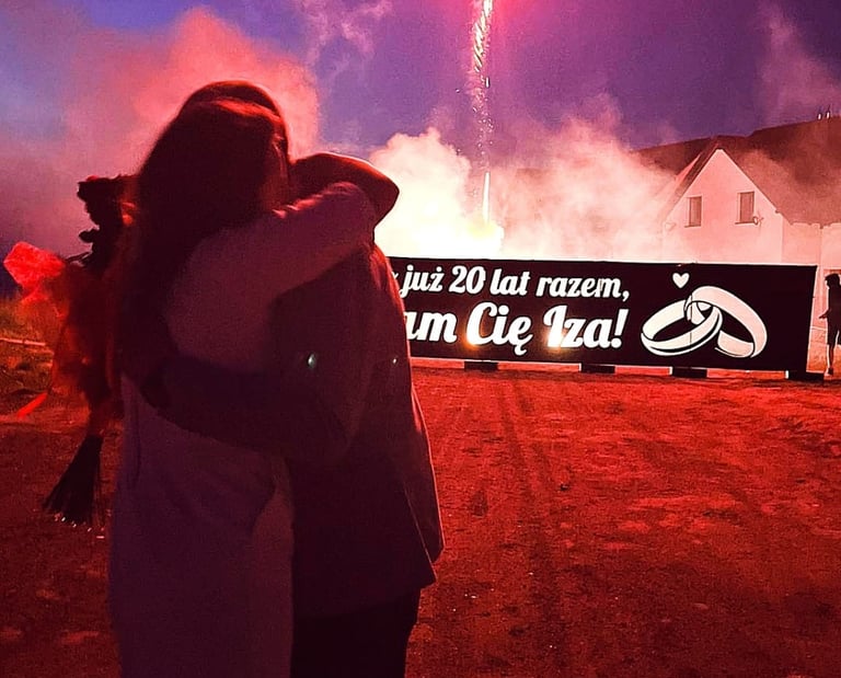 kreatywny prezent 20 na rocznice ślubu napis obrączki pirofolia