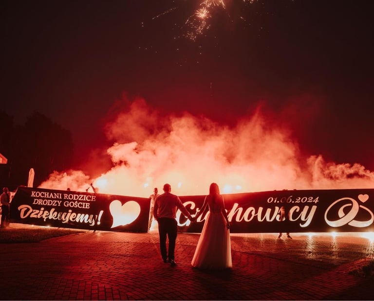 pirofolia na wesele z imionami nowożeńców