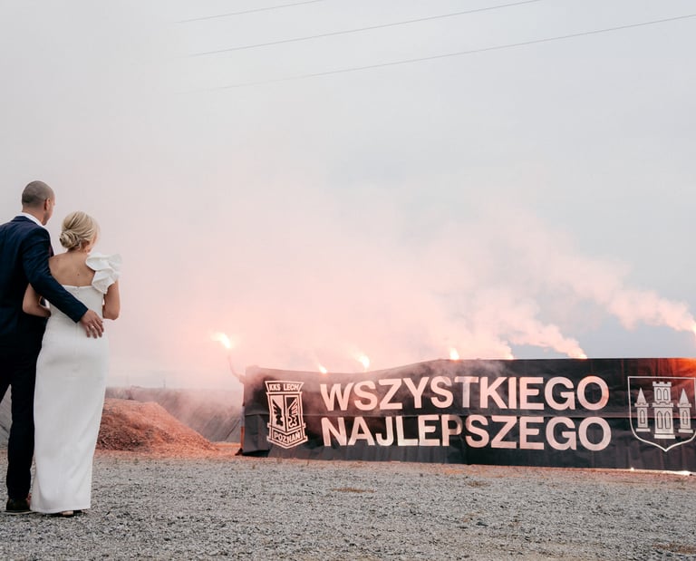 transparent stadionowy herb lech poznań kolejorz gostyń pirotechnika kibice wesele brama weselna