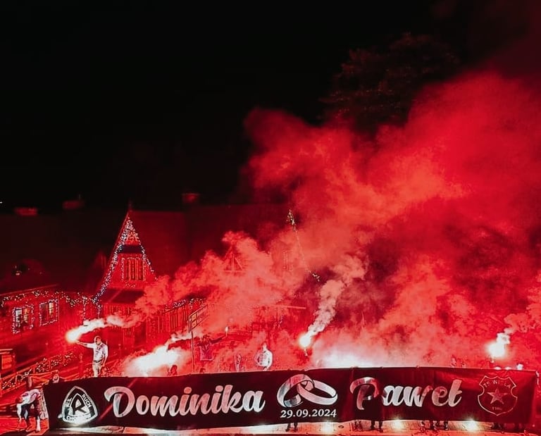 pirofolia na ślub z imionami nowożeńców