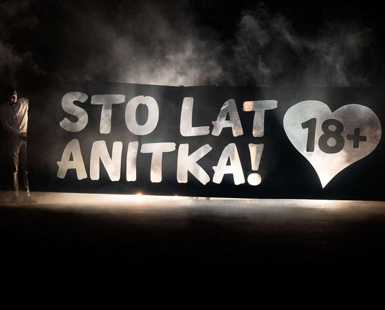 napis prezent na 18 urodziny dla dziewczyny baner pirotechnika