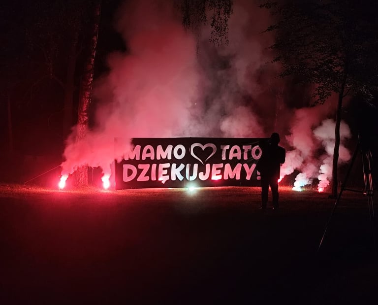 płonące napisy na wesele baner podziękowania