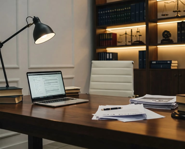 Equipo del Estudio Jurídico OLEA en Morón recibiendo a una clienta en la sala de reuniones