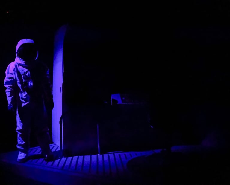 Casey Murphy in Spaceman at Urbanite Theatre (photos by Sorcha Augustine)