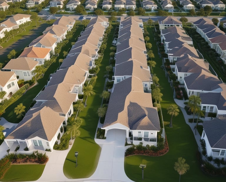 A property manager inspecting a house with a clipboard in hand.