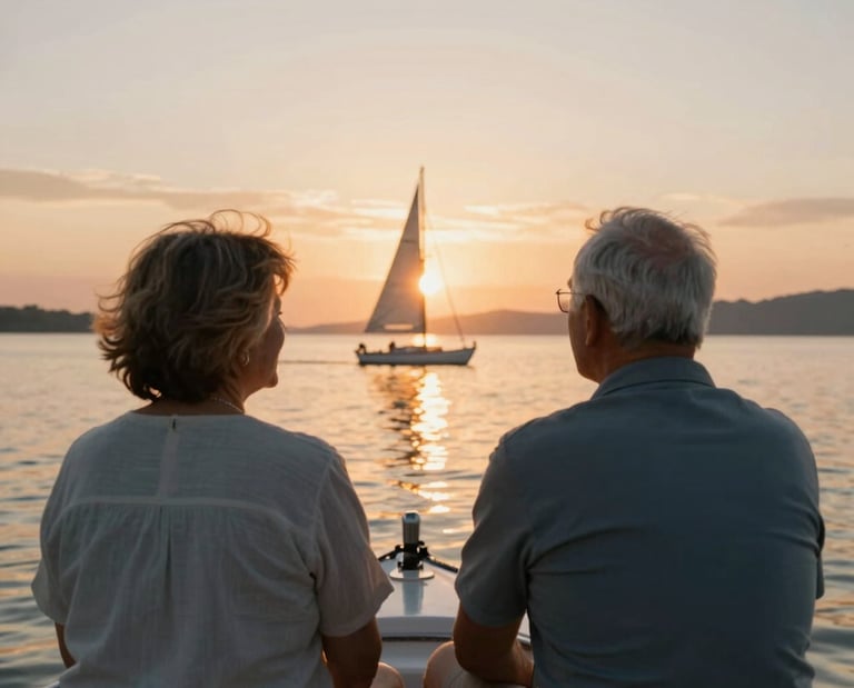 couple sitting on white boat during daytime