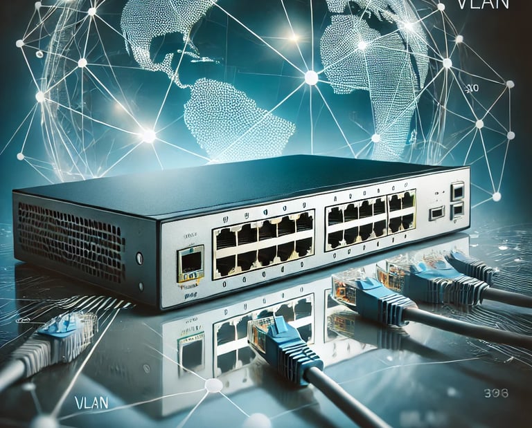 Conectividad global eficiente con VLAN y gestión avanzada de redes interconectadas.