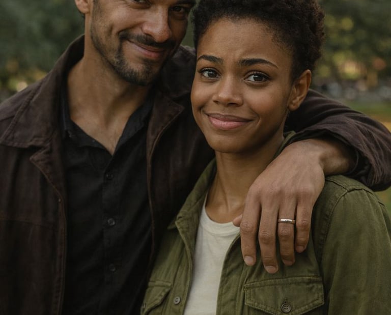 a man and woman standing next to each other
