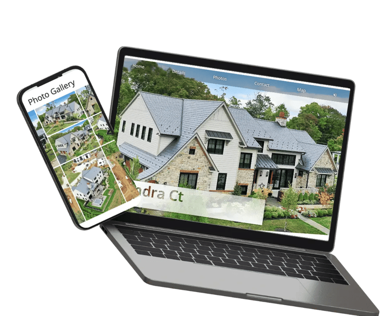 High-quality real estate listing photos displayed on a laptop screen for client viewing