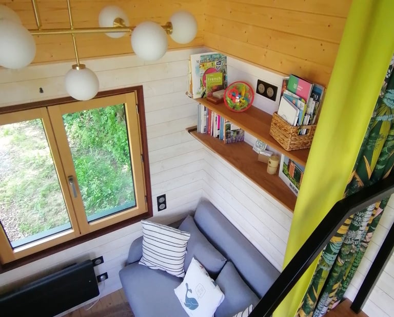 Tiny house interieur salon La Tiny Kiwi