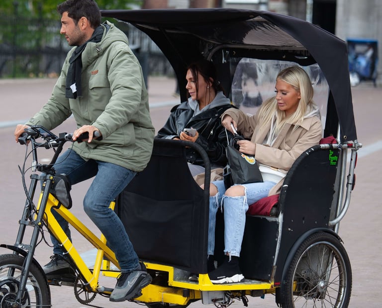British young ladies on pedicab