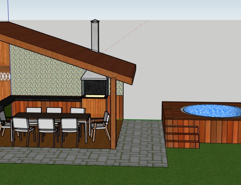 Projeto em 3D de Área Gourmet pela São Paulo Telhados
