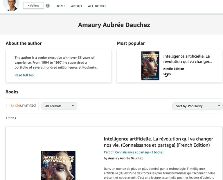 the screenshot of Aubree Dauchez's Amazon's author page