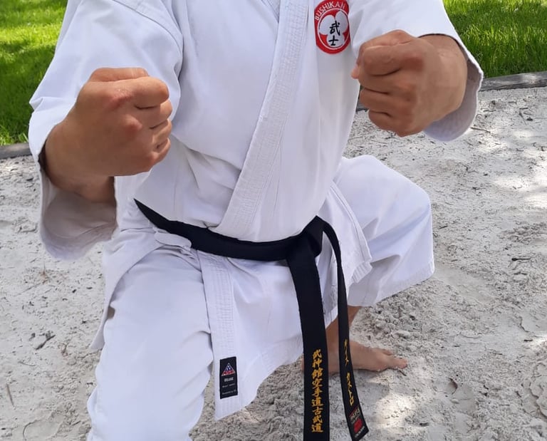 Traditional karate training in Okinawa Goju Ryu dojo environment Uechi ryu.