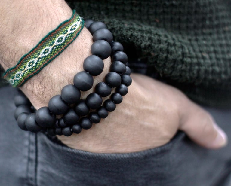 a man wearing a bracelet and a bracelet