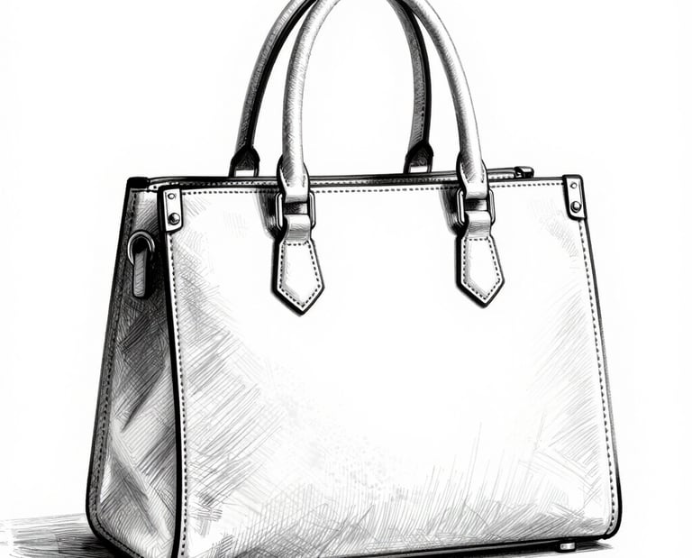 A display of luxury handbags is showcased in a window, featuring vibrant orange, blue, and green tones. The bags have elegant designs, with some resembling confectionery items. The background reflects the interior of a well-lit store with decorative lighting.