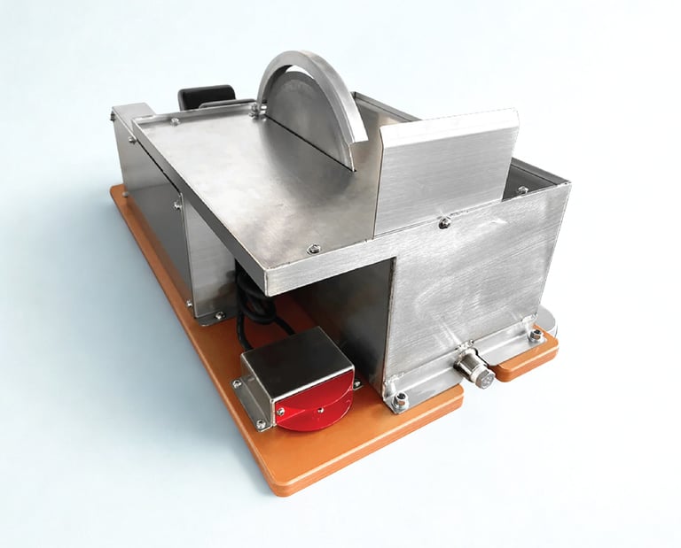 a stainless steel lapidary trim saw
