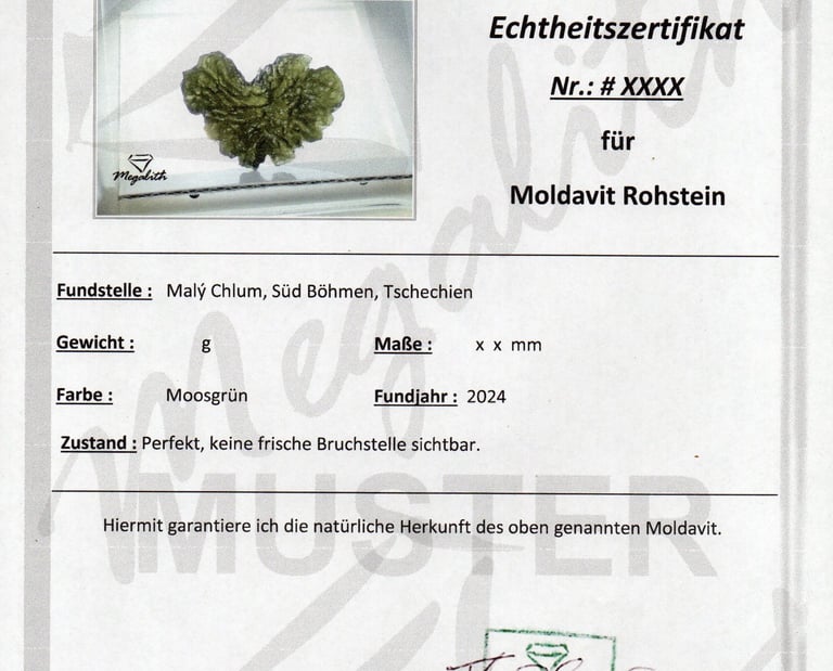 Megalith Echtheitszertifikat