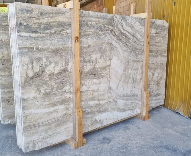 Travertine slabs, natural stone slabs gray, Italian wholesaler