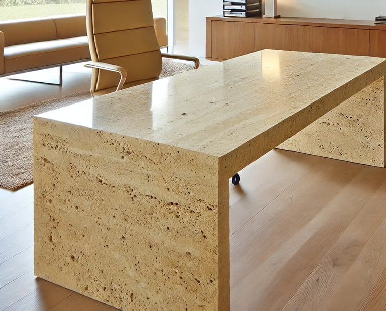 Stolik z trawertynu Classico, włoski kamienny stół