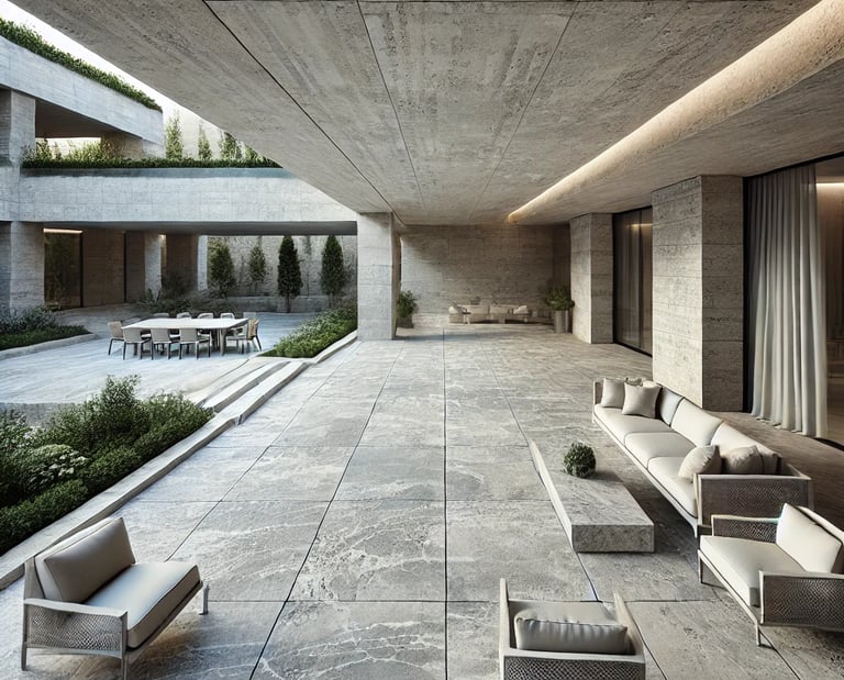 Travertine for terrace, natural stone gray from Italy