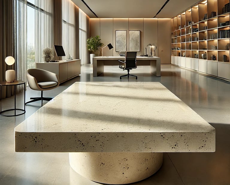 Travertine kitchen countertop light ivory natural stone table