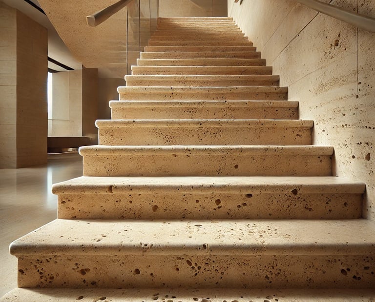 Trawertyn na schody klasyczny kamień naturalny jasny włoski