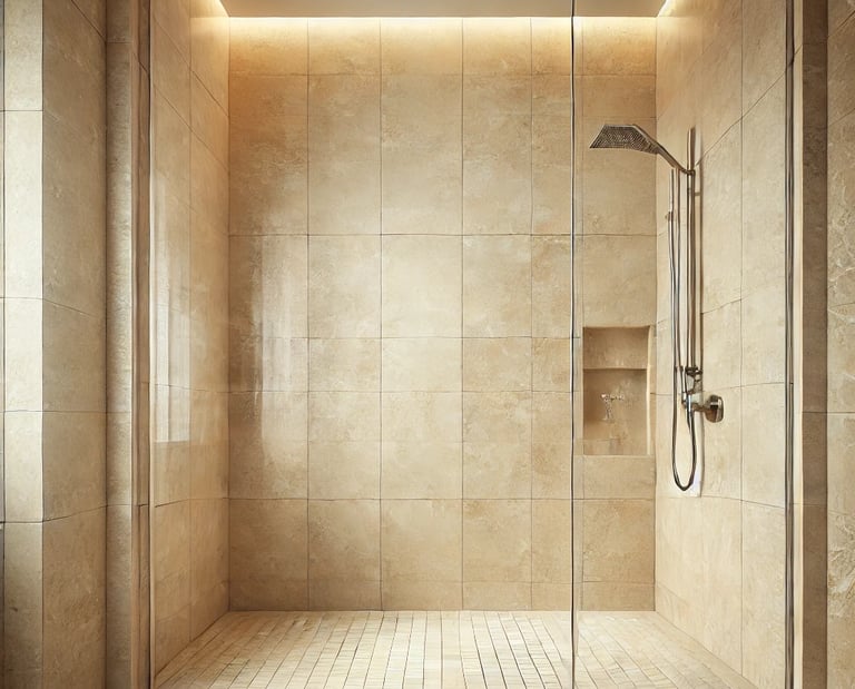 Travertine shower light cream ivory natural stone