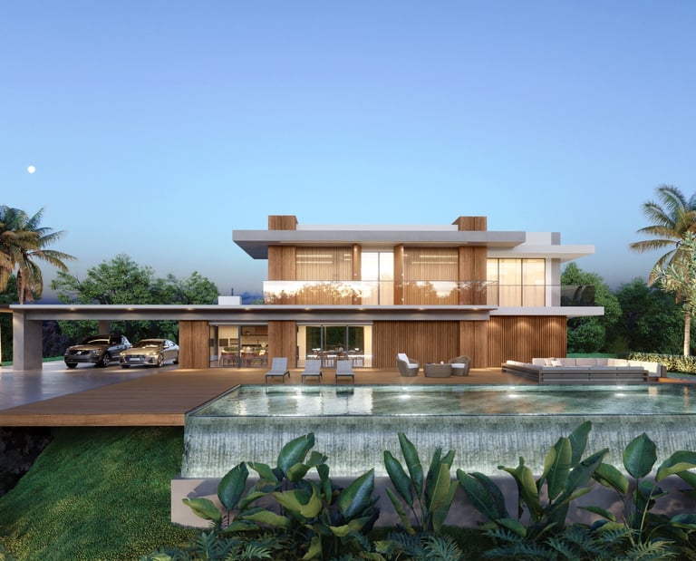 projeto de casa com piscina de borda infinita